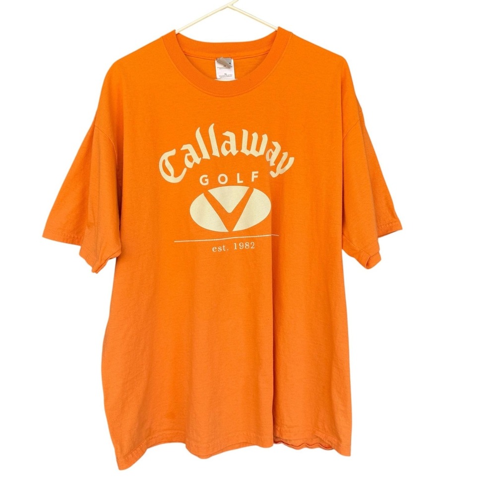 Callaway Shirt Mens XL Orange Golf Logo Graphic Tee Cotton Preshrunk Sports